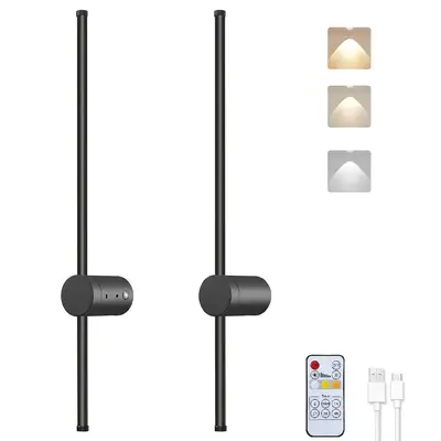 BLUEYE 2Packs Rechargeable Battery Operated Wall Sconce,Non-360° Rotatable,Remote Control,3CCT,50W Equivalent Accent Picture...