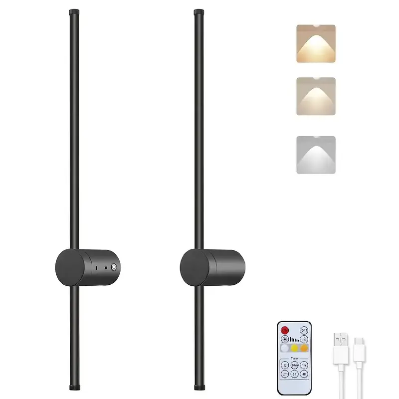 BLUEYE 2Packs Rechargeable Battery Operated Wall Sconce,Non-360° Rotatable,Remote Control,3CCT,50W Equivalent Accent Picture...