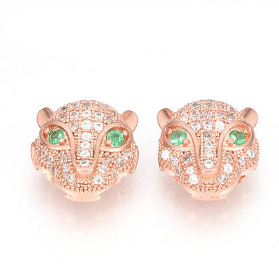 Brass Micro Pave Cubic Zirconia Beads