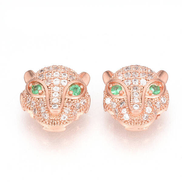 Brass Micro Pave Cubic Zirconia Beads