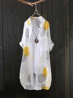 Women's All Over Print Asymmetric Hem Roll Up Sleeve Shirt without Tee & Necklace, Shirts for Women, Casual High Low Long Sl...