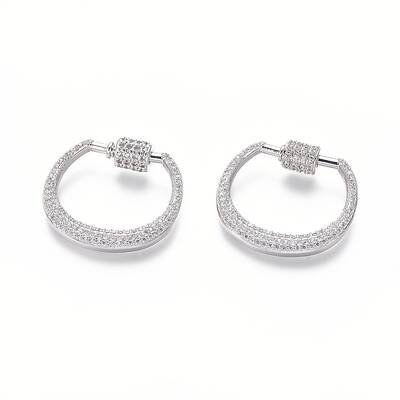 Brass Micro Pave Cubic Zirconia Screw Carabiner Lock Charms