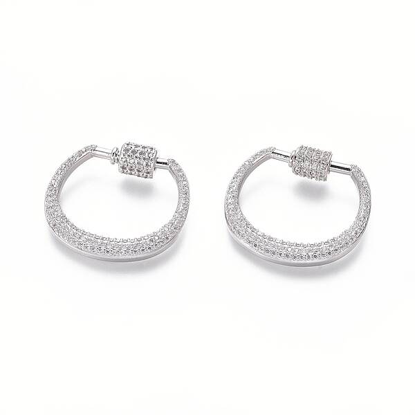 Brass Micro Pave Cubic Zirconia Screw Carabiner Lock Charms