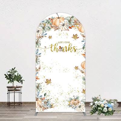 Aperturee Pumpkins Maple Leaves Thanksgiving Day Arch Backdrop, 1.6X4FT(0.5X1.2M), 38.18 USD, arch backdrop kit, GAH0G618-A