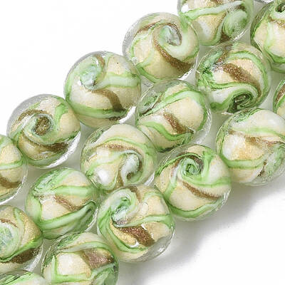 Handmade Gold Sand Lampwork Beads Strands