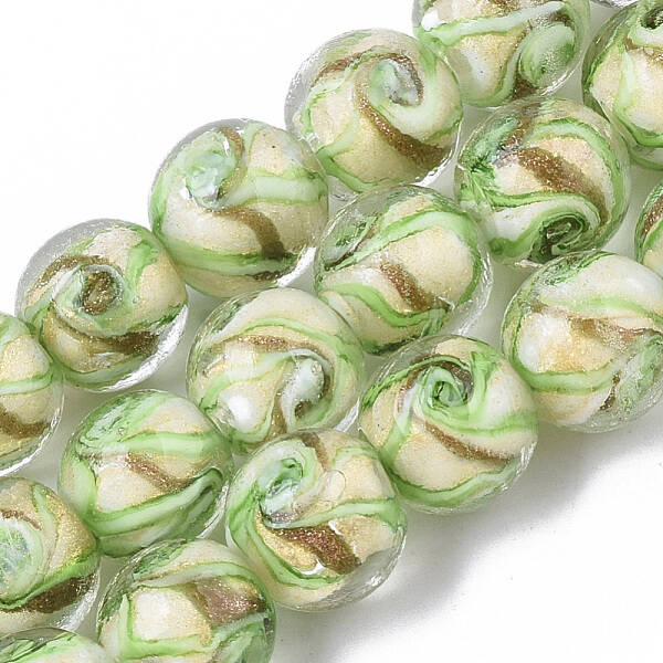 Handmade Gold Sand Lampwork Beads Strands