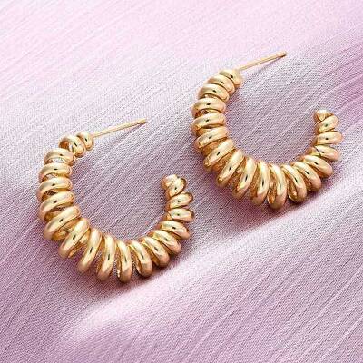 Brass Spiral C-Shaped Stud Earrings