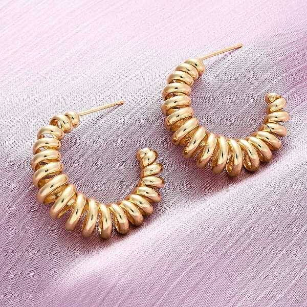 Brass Spiral C-Shaped Stud Earrings