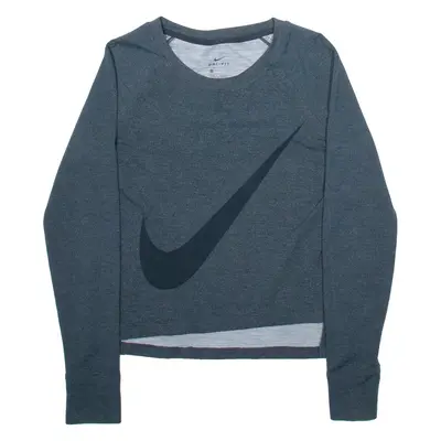NIKE Womens T-Shirt Grey Long Sleeve S