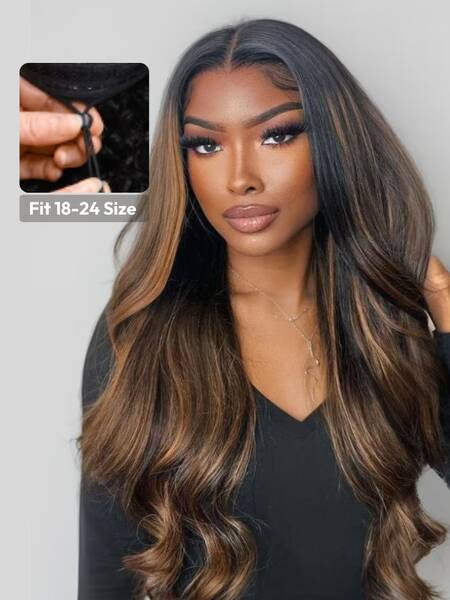 7x5 ByeBye Knots™ Wig Glueless Lace Balayage Highlight Body Wave Wig No Burden