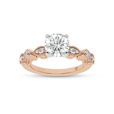 Arcan Vintage Inspired Bezel and Pavé Set Round Lab Diamond Engagement Ring | 18K Rose Gold 4 3/8 CT. TW.