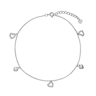 Again jewelry Silver leg bracelet with hearts AJNH0007