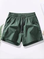 Men's Solid Color Zipper Pocket Shorts, Regular Fit Casual Breathable Shorts for Beach Vacation, Men's Bottoms for Summer, Me...