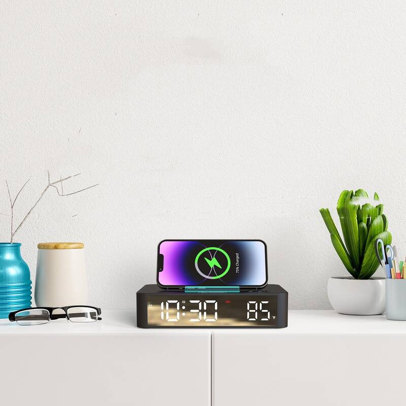 Smart Touch Wireless Charging Alarm Clock Mobile Charger Device