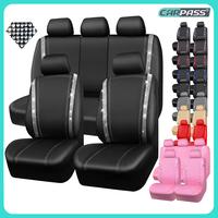 CAR PASS Bling Car Seat Covers, Shining Rhinestone Diamond Waterproof Leather,Interior Decor,Universal Fit Glitter Crystal Sp...