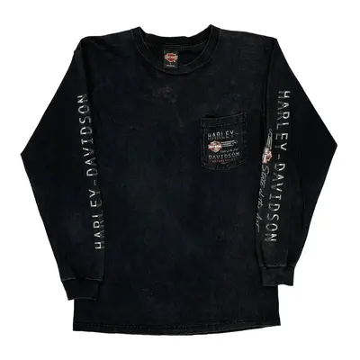 Louisville Harley Davidson Graphic Long Sleeve T-Shirt - Large Black Cotton