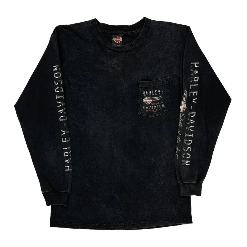 Louisville Harley Davidson Graphic Long Sleeve T-Shirt - Large Black Cotton