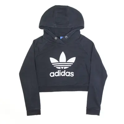 ADIDAS Cropped Black Pullover Hoodie Womens S