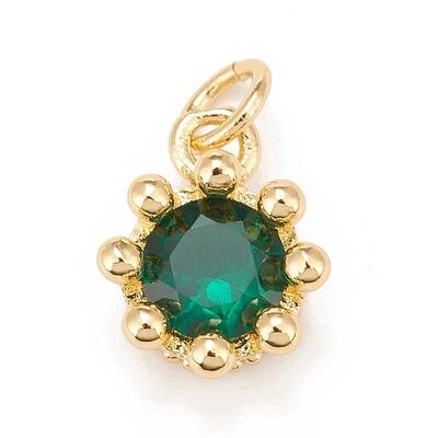 Brass Inlaid Clear Cubic Zirconia Charms