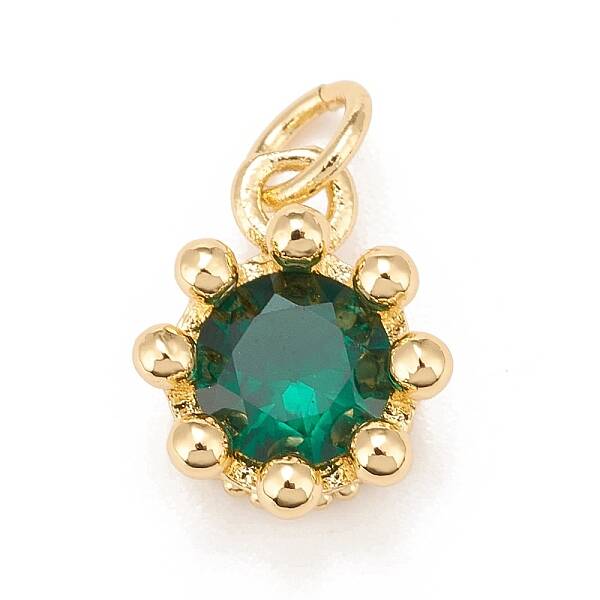 Brass Inlaid Clear Cubic Zirconia Charms