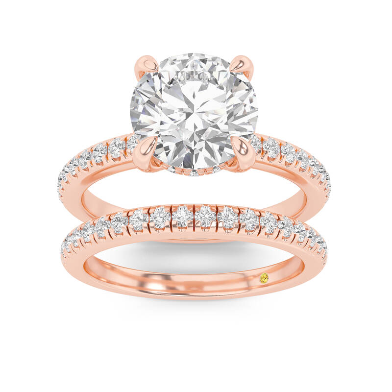 Aurelia Lab Grown Round Diamond Engagement Ring with the BonBon Half Coverage Wedding Band | 18K Rose Gold 2 5/8 ct. tw.