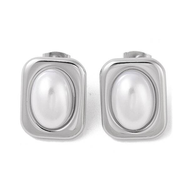 304 Stainless Steel Plastic Bead Stud Earrings