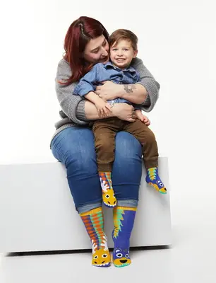 MOOSE & BEAR MATCHY MISMATCHY SOCKS SET | 2nd Pair: ADULT LARGE | 1st Pair: KIDS SMALL