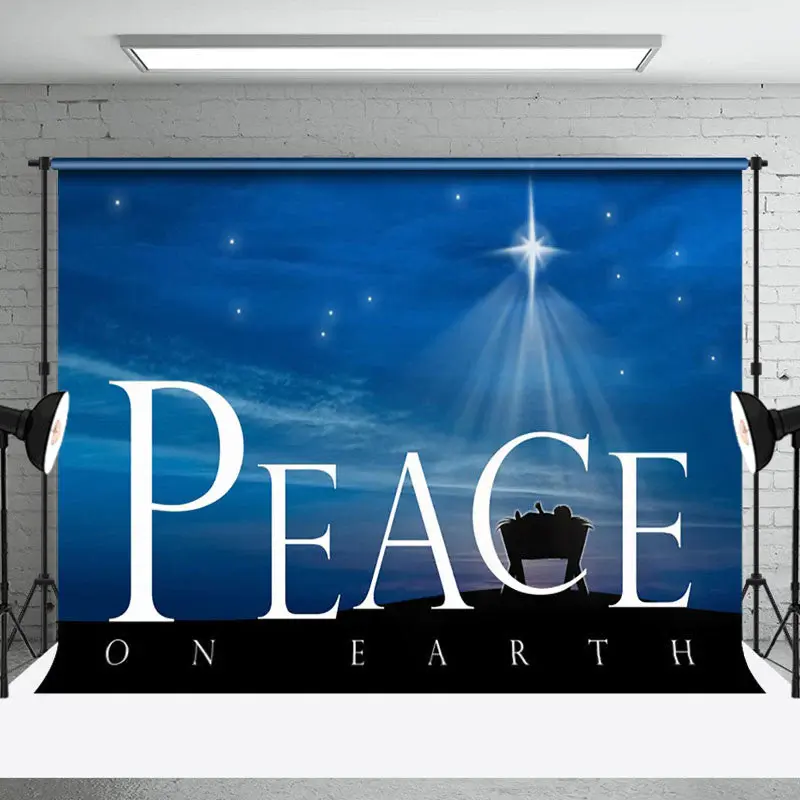 Aperturee Starry Peace On Earth Nativity Christmas Backdrop - Aperturee