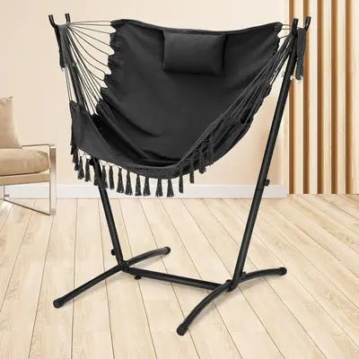Rengue Hammock Chair with Stand, Heavy-Duty Swing Chair for Indoor & Outdoor Use, Height Adjustable Hanging Chair, Weather-Re...