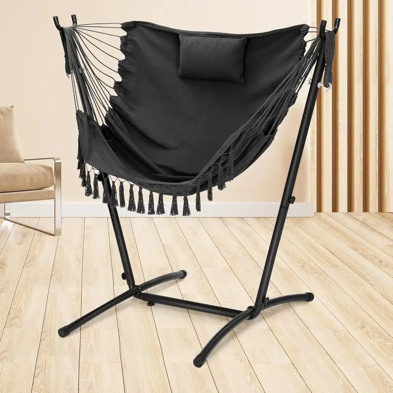 Rengue Hammock Chair with Stand, Heavy-Duty Swing Chair for Indoor & Outdoor Use, Height Adjustable Hanging Chair, Weather-Re...