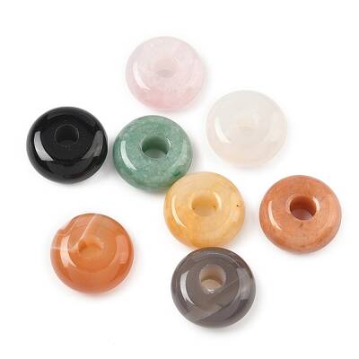 Natural & Synthetic Mixed Gemstone Donut/Pi Disc Charms