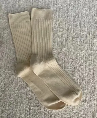 Women's Organic Cotton Ribbed Socks Journal - Cream