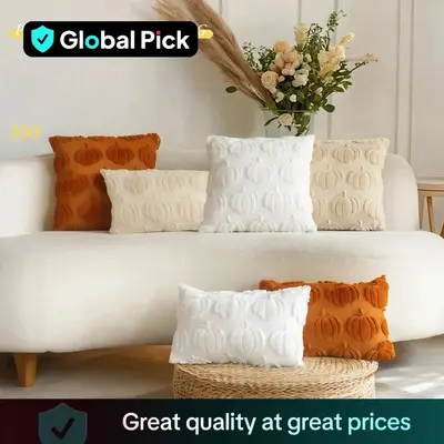 Pumpkin Pattern Cushion Cover, 1 Count Soft And Breathable Harvest Festival Themed Throw Pillow Cover without Filler, Square ...