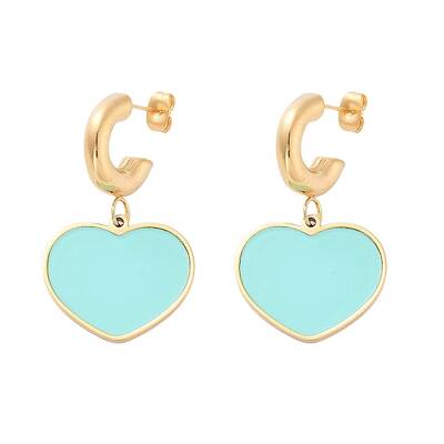 Ion Plating(IP) 304 Stainless Steel Heart Stud Earrings