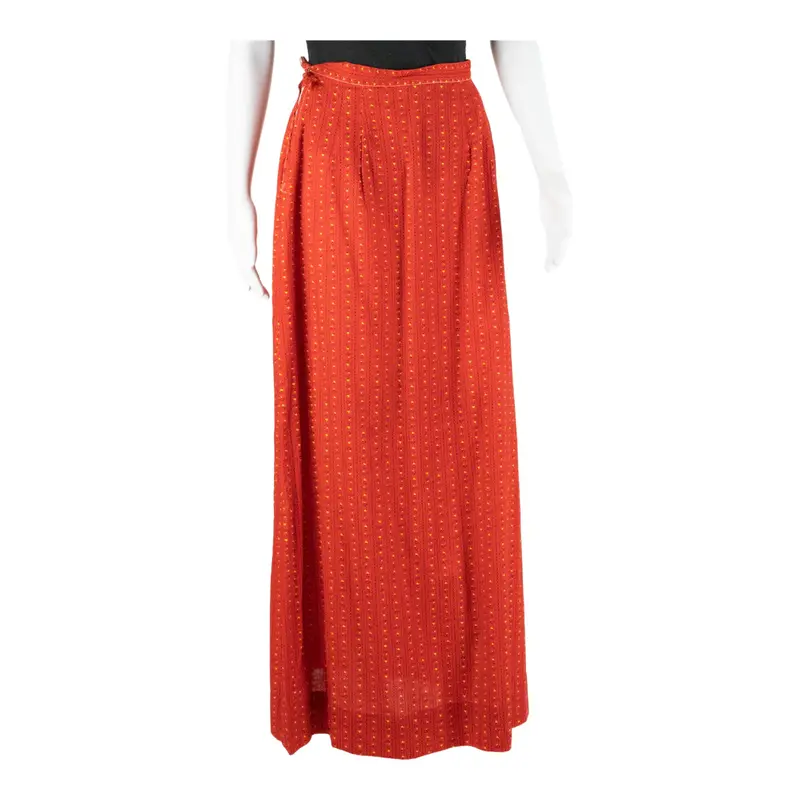 Long Straight Skirt Red Floral Womens UK 8
