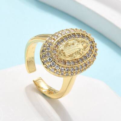 Brass Micro Pave Clear Cubic Zirconia Cuff Rings for Women