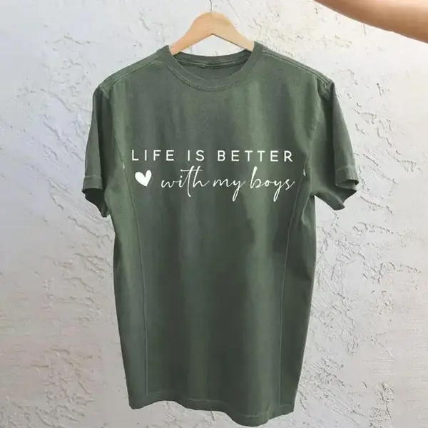 Iprintsy Life Is Better With My Boys Breastfeeding T-shirt for Postpartum Moms,Breastfeeding and Pumping Friendly T-Shirt, Po...