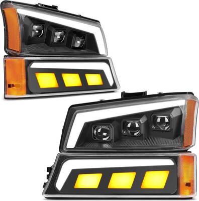 YITAMOTOR® LED Headlights Assembly with DRL Turn Signal High/Low Sealed Beam Side Marker Light Compatible with 2003 2004 200...