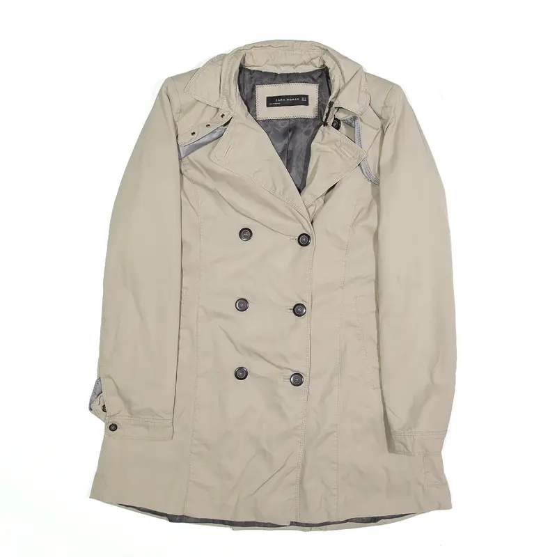ZARA Pea Jacket Beige Womens M