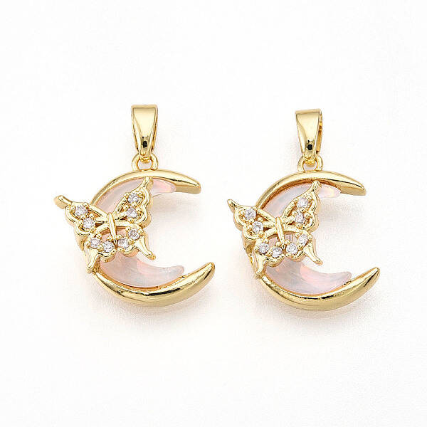 Brass Micro Pave Cubic Zirconia Pendants