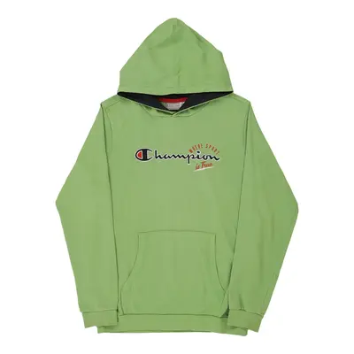 Age 13-14 Champion Spellout Hoodie - XL Green Cotton