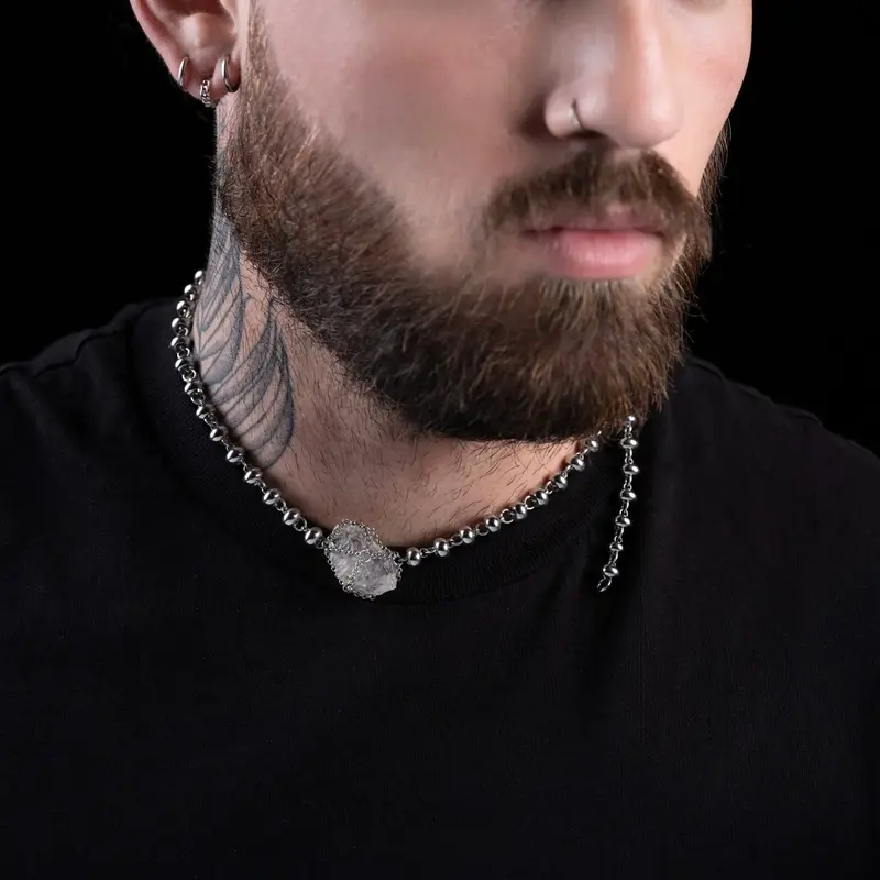 Caged Quartz Bead Necklace