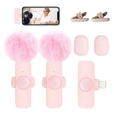 2 Pcs Wireless Lavalier MiniMicrophone for iPhone iPad, Professional Lapel Mics, Plug-Play,Ultra-Low Delay Noise ReductionChi...