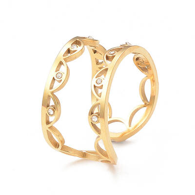 Crystal Rhinestone Eye Open Cuff Ring