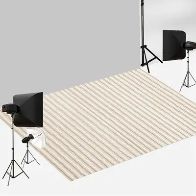Off White Strips Simple Floor Mat For Photography