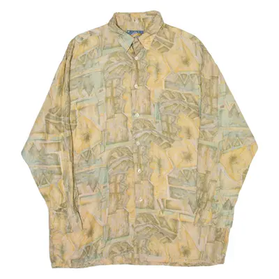 THE GREAT MANHATTAN CLUB Mens Shirt Beige 90s Crazy Pattern M