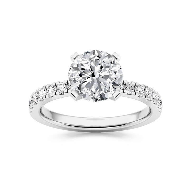 Troy Two Tone Round Lab Grown Diamond Engagement Ring | 10K White Gold 3 3/8 CT. TW.