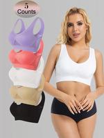 5Pcs Women High Stretch Seamless Wireless Tank Bra Chest Breathable Mesh Hole Minimalist Lingerie Underwear Support Push Up T...