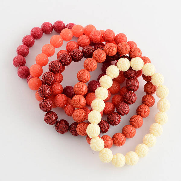 Longevity Synthetic Coral Stretch Bracelets