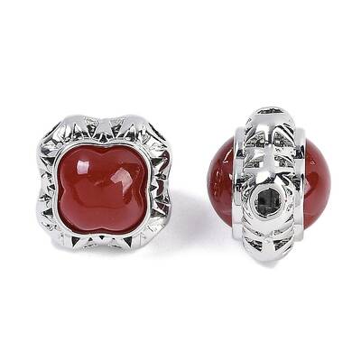Brass Pave Natural Carnelian(Dyed & Heated) Beads